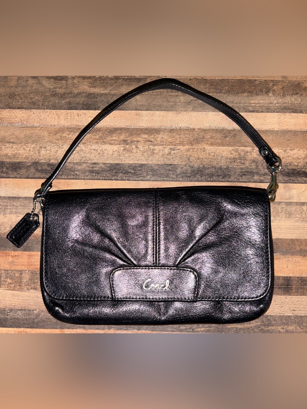 Coach Black Leather Ashley Mini Handbag